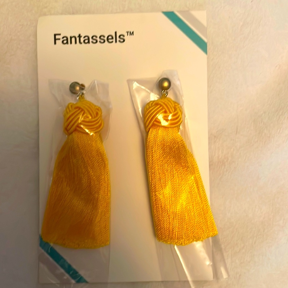 Yellow tassel earrings-perfect for GameDay!